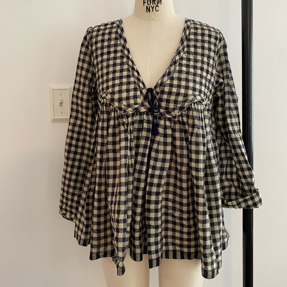 Gingham shapeless blouse